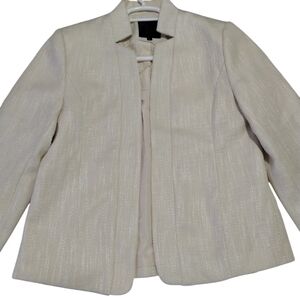Mina Self Cream Tweed Blazer Jacket Women's L Old Money Chic Office Business